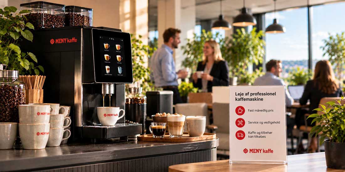Hvad koster det at leje en professionel kaffemaskine til kontoret om måneden?
