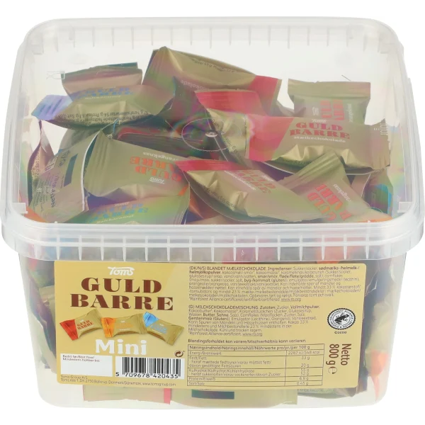 Kuvertchokolade Toms Guldbarre Mini ass. 800 gram